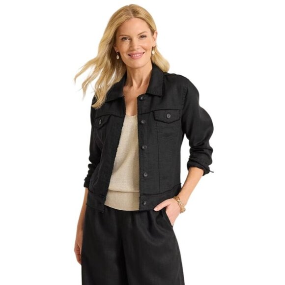 Tommy Bahama Two Palms Linen Raw Edge Jacket Womens XS Quiet Luxury Vacation NEW - Picture 3 of 16